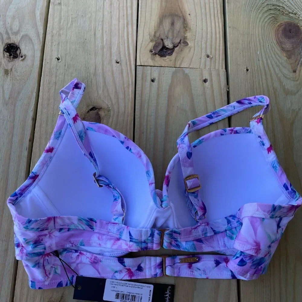 Nicole Miller Pink Floral Two-Piece Swim Set – Size Large (NWT)